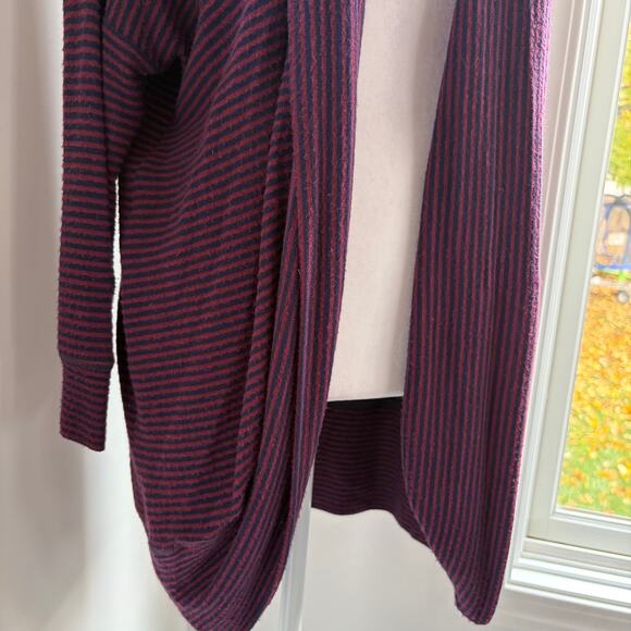 Sundry Striped Red Blue Open Front Sweater Cardigan Sz 1 = Small USA Stretch - Picture 3 of 6